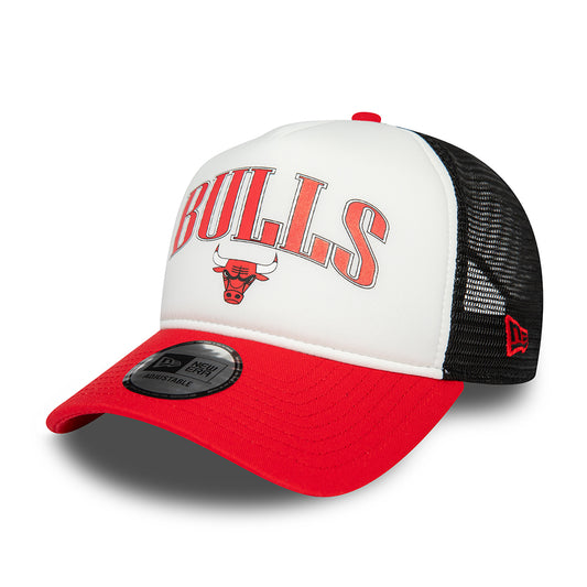 New Era Chicago Bulls A-Frame Trucker Cap - NBA Retro - White-Red-Black