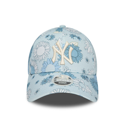 New Era Womens 9FORTY New York Yankees Baseball Cap - MLB Floral AOP - Light Blue