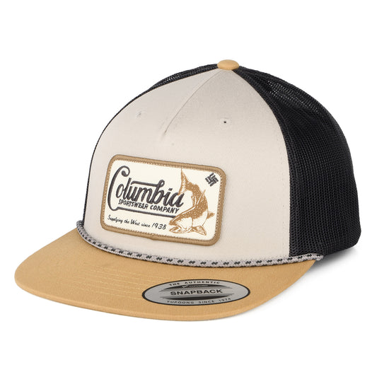Columbia Hats West Fish Flat Brim Trucker Cap - Stone-Camel-Charcoal