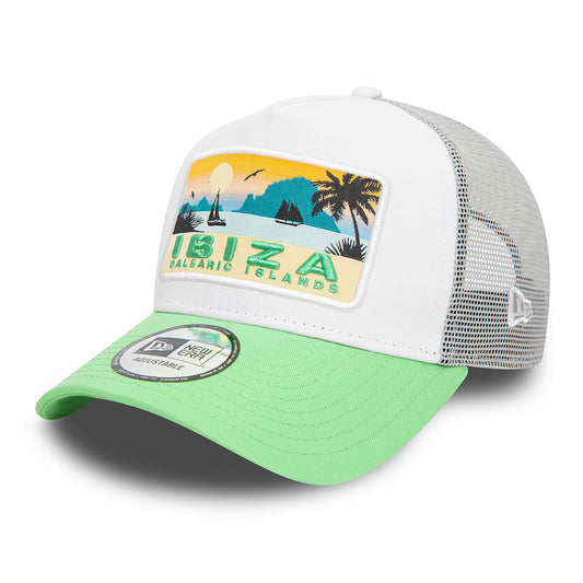 New Era Ibiza A-Frame Trucker Cap - NE Summer - White-Light Green