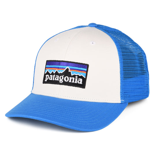 Patagonia Hats P-6 Logo Organic Cotton Trucker Cap - Off White-Blue
