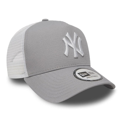 New Era New York Yankees A-Frame Trucker Cap - MLB Clean Trucker - Grey