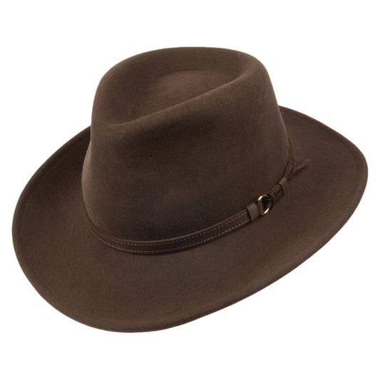 Olney Hats Crushable Wool Outback Hat - Brown