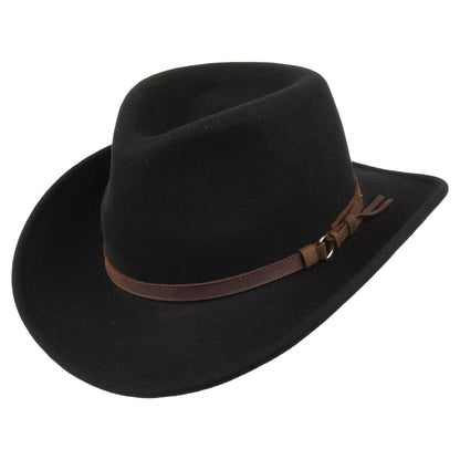 Olney Hats Crushable Wool Outback Hat - Black