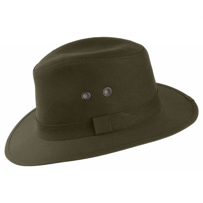 Failsworth Hats Waxed Drifter Water Repellent Fedora Hat - Olive