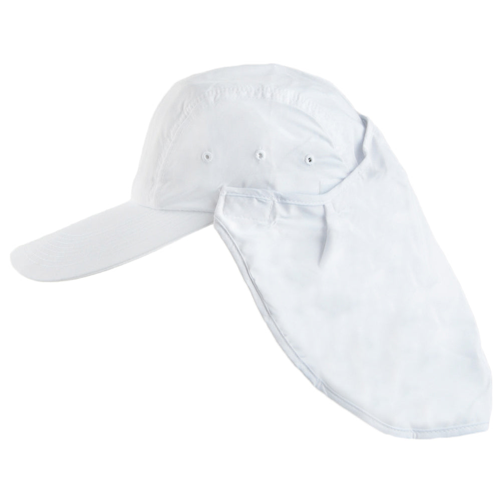 Dorfman Pacific Hats Removable Sun Shield Flap Cap - White