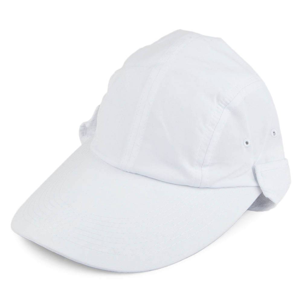 Dorfman Pacific Hats Removable Sun Shield Flap Cap - White