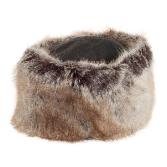 Barbour Hats Ambush Waxed Cotton Faux Fur Winter Hat - Olive