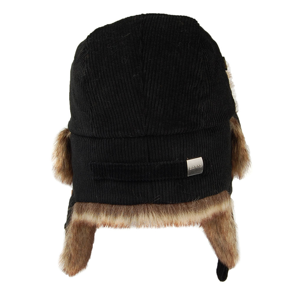 Barts Hats Corduroy Rib Faux Fur Bomber Trapper Hat - Black