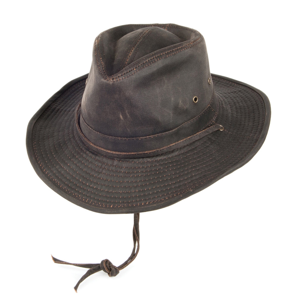 Dorfman Pacific Hats Weathered Cotton Outback Hat - Brown