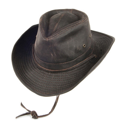 Dorfman Pacific Hats Weathered Cotton Outback Hat - Brown