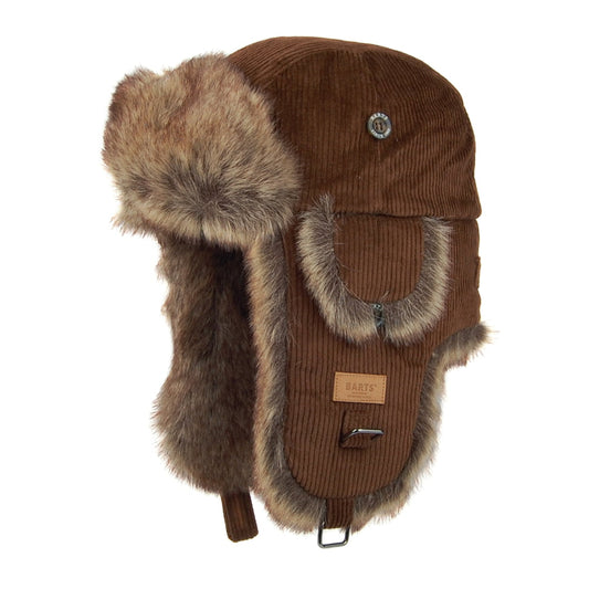 Barts Hats Corduroy Rib Faux Fur Bomber Trapper Hat - Brown