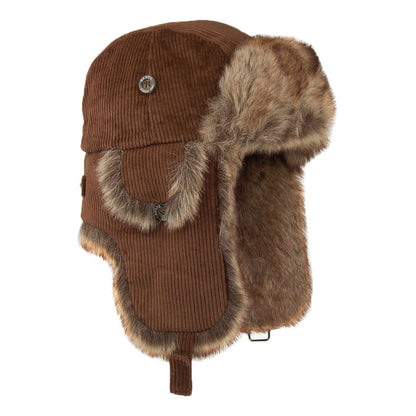 Barts Hats Corduroy Rib Faux Fur Bomber Trapper Hat - Brown