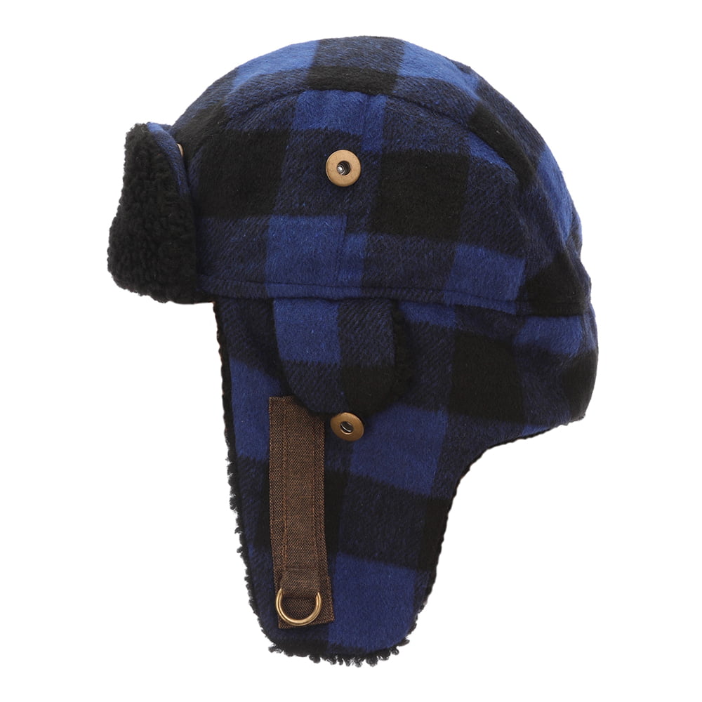 Dorfman Pacific Hats Arctic Buffalo Plaid Trapper Hat - Blue