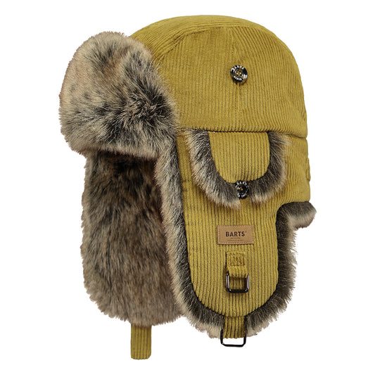 Barts Hats Corduroy Rib Faux Fur Bomber Trapper Hat - Ochre