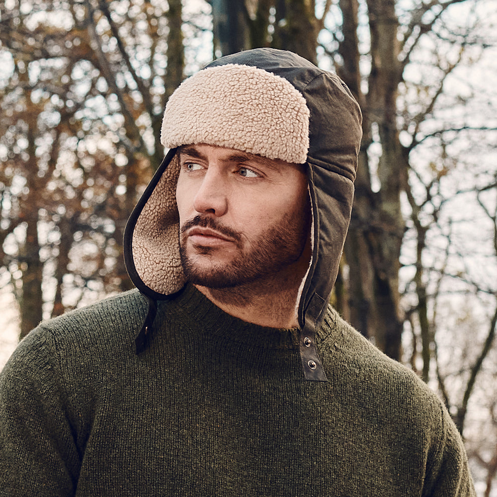 Failsworth Hats Waxed Cotton Trapper Hat - Olive