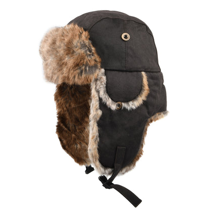 Dorfman Pacific Weathered Cotton Trapper Hat - Brown