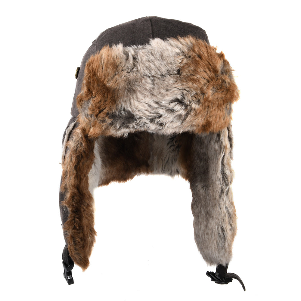 Dorfman Pacific Weathered Cotton Trapper Hat - Brown