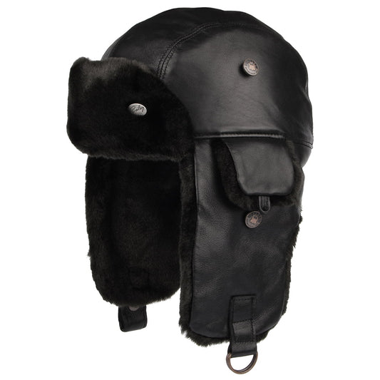 Bailey Hats Vega Leather Trapper Hat - Black