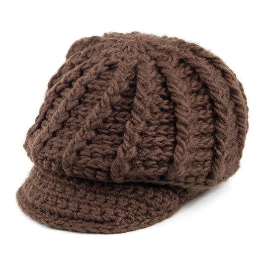 Scala Hats Letizia Crochet Peaked Beanie Hat - Chocolate