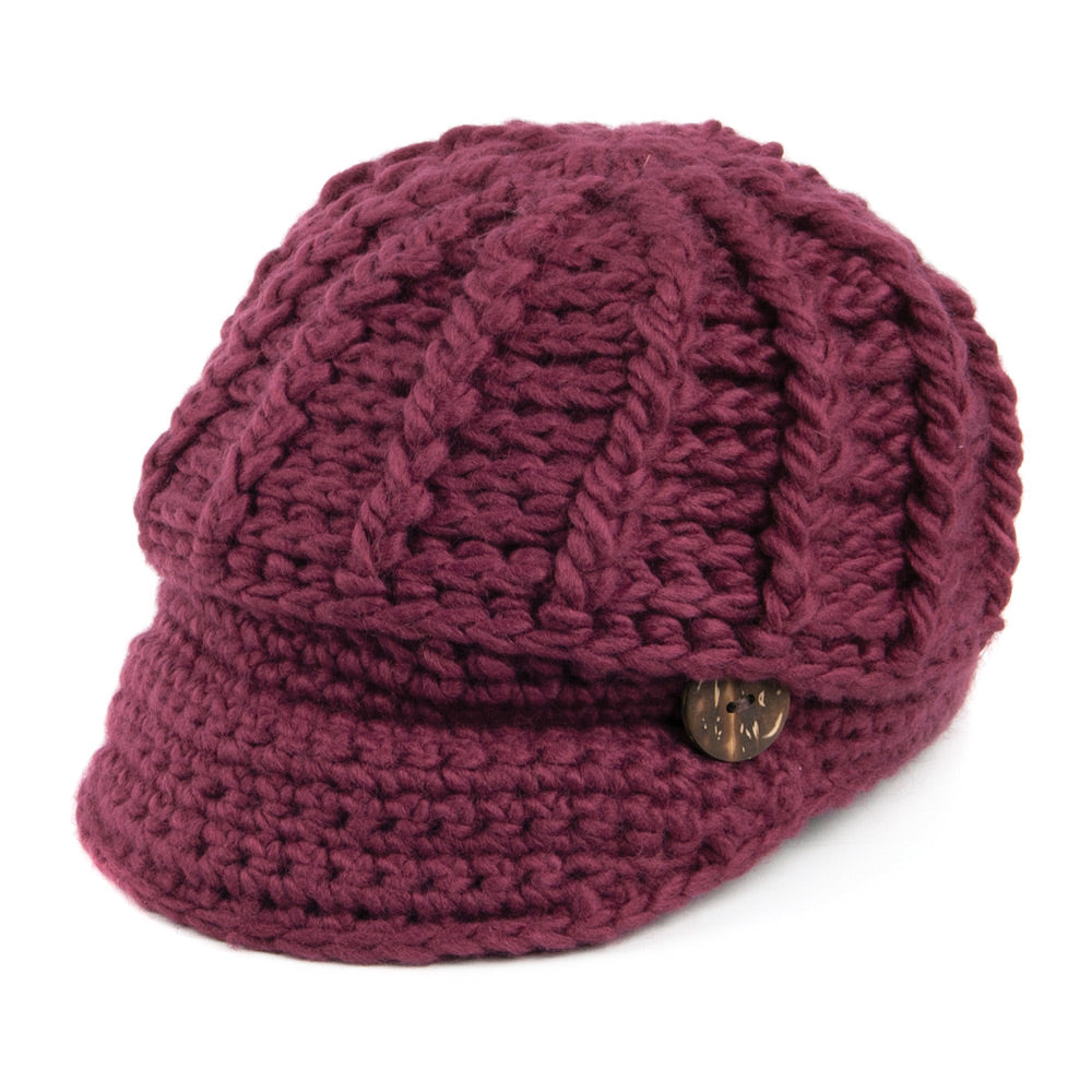 Scala Hats Letizia Crochet Peaked Beanie Hat - Wine