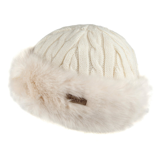 Barts Hats Faux Fur Cable Knit Beanie Hat - Winter White