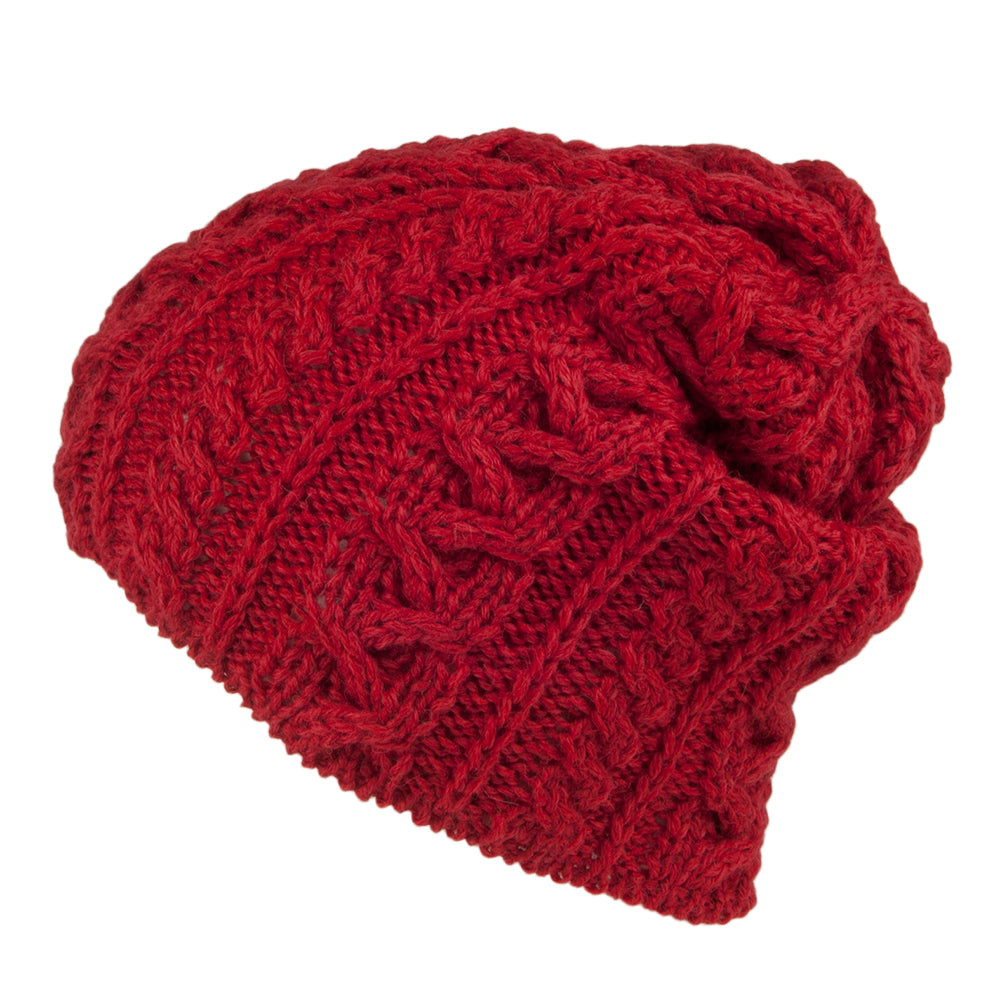 Highland 2000 English Wool Oversized Beanie Hat - Red