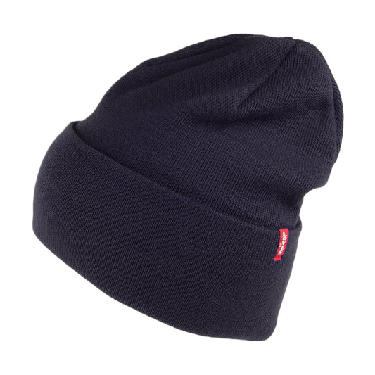 Levi's Hats New Slouchy Beanie Hat With Red Tab Detail - Navy Blue