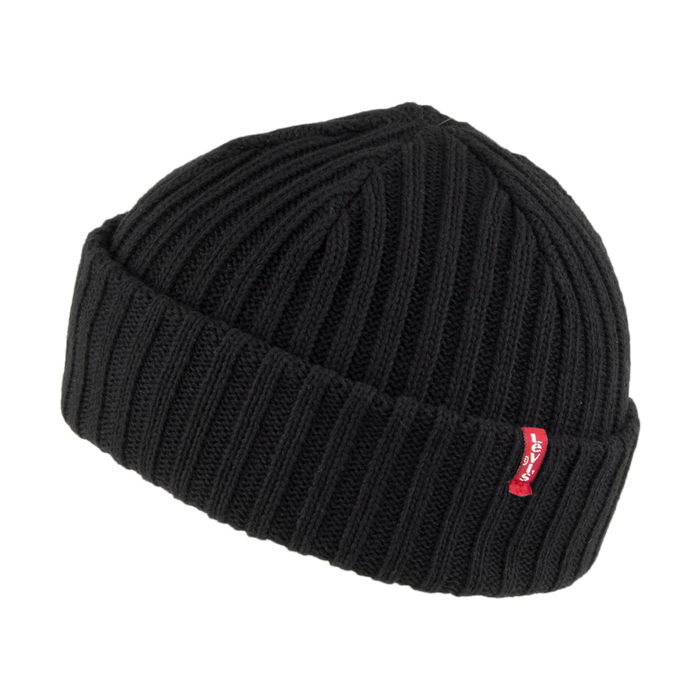Levi's Hats Ribbed Fisherman Beanie Hat - Black