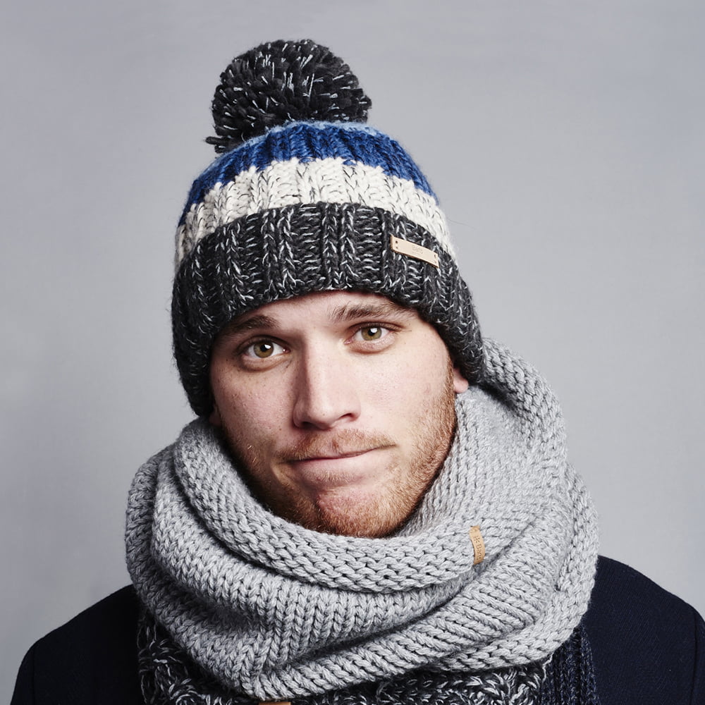 Barts Hats Wilhelm Bobble Hat - Charcoal-Blue