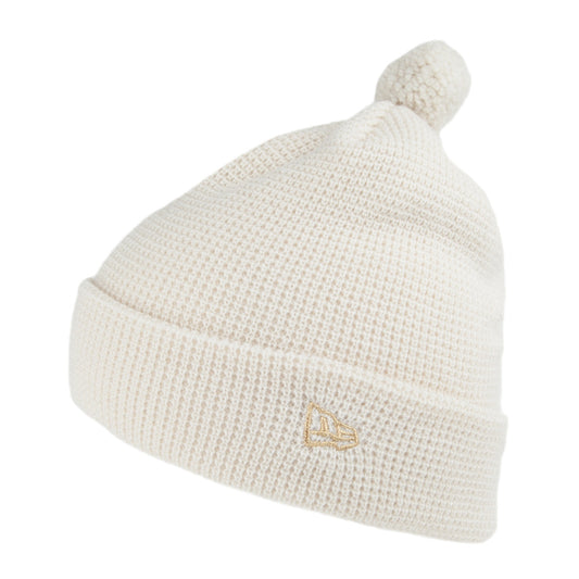 New Era Womens Waffle Knit Bobble Hat - White