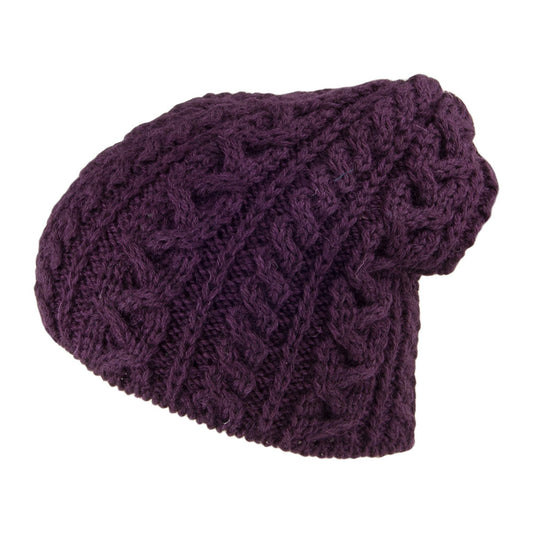 Highland 2000 English Wool Oversized Beanie Hat - Deep Purple