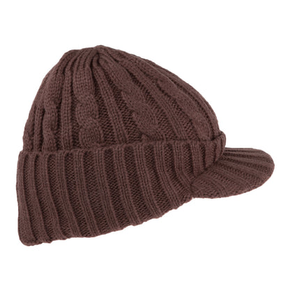 Jaxon & James Cable Knit Peaked Beanie Hat - Coffee