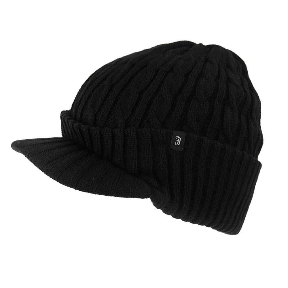 Jaxon & James Cable Knit Peaked Beanie Hat - Black