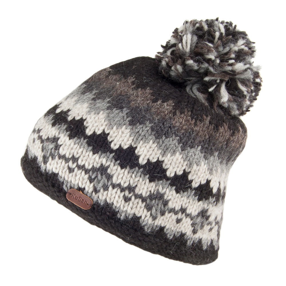 Kusan Short Bobble Hat - Black-Charcoal