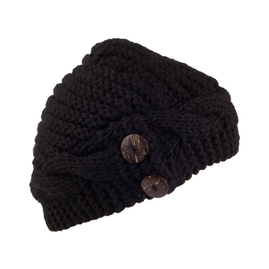 Scala Hats Emilia Button Beanie Hat - Black