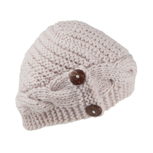 Scala Hats Emilia Button Beanie Hat - Ivory