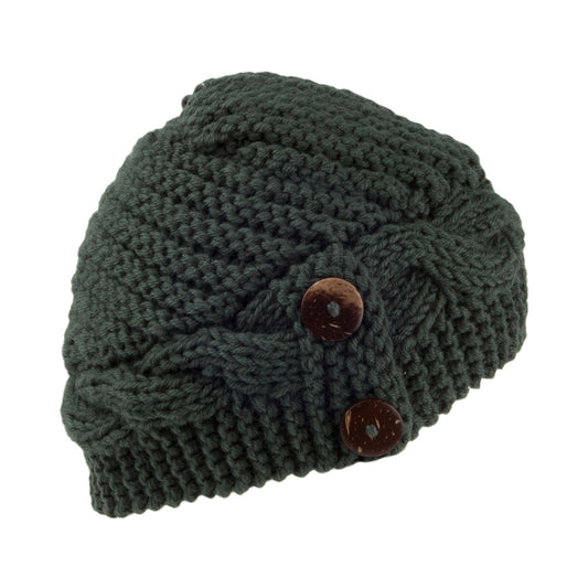 Scala Hats Emilia Button Beanie Hat - Olive
