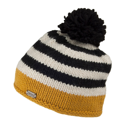 Kusan Moss Yarn Bobble Hat - Yellow