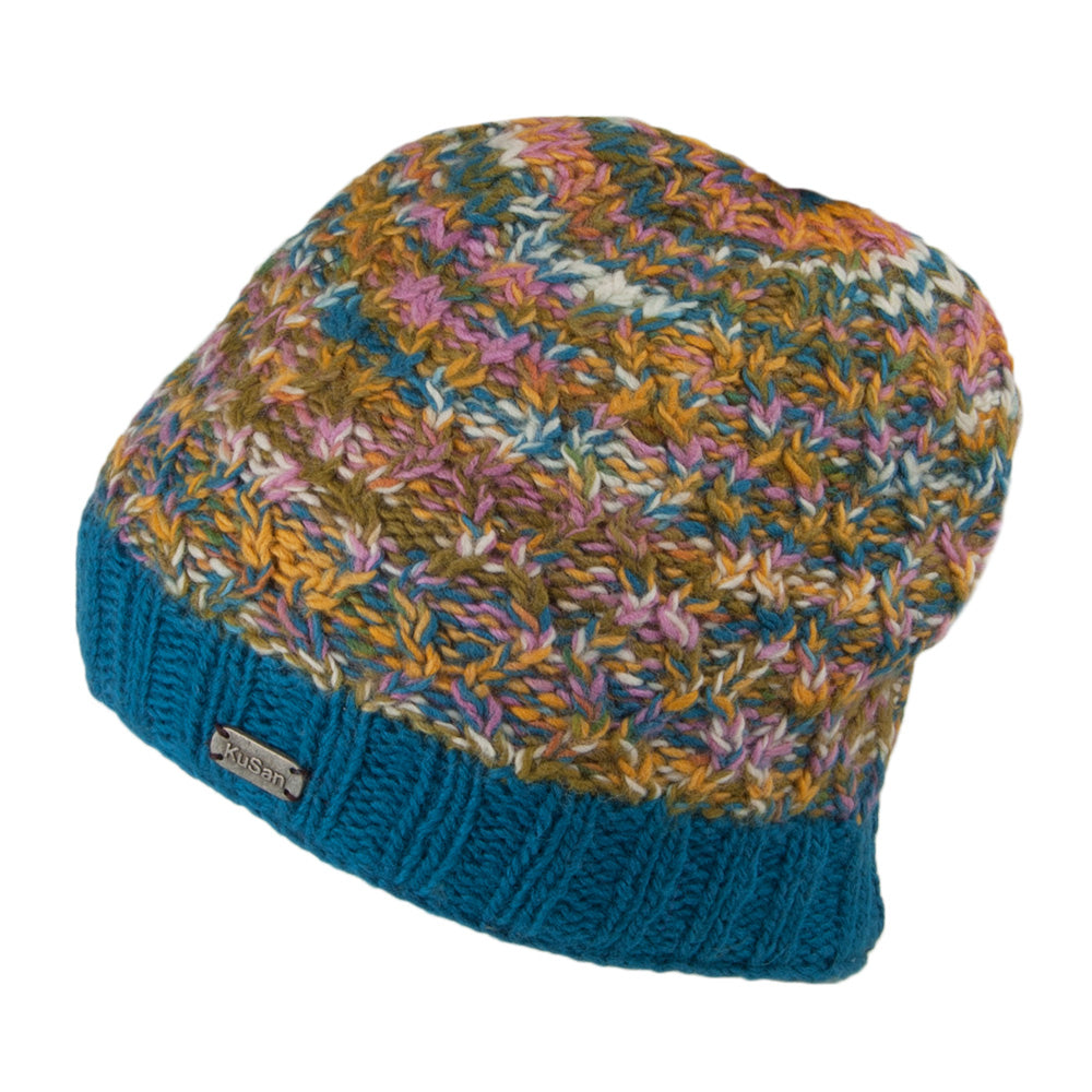Kusan Brooklyn Double Cable Twisted Knit Beanie Hat - Teal