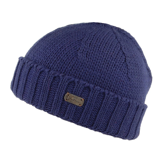 Kusan Merino Wool Fisherman Beanie Hat - Navy Blue