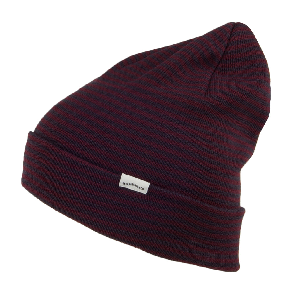 Levi's Hats Stripe Beanie Hat - Burgundy-Navy