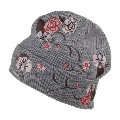 Seeberger Hats Embroidered Flower Beanie Hat - Grey