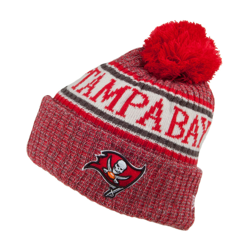 New Era Tampa Bay Buccaneers Bobble Hat - NFL Sideline Knit - Red-Black
