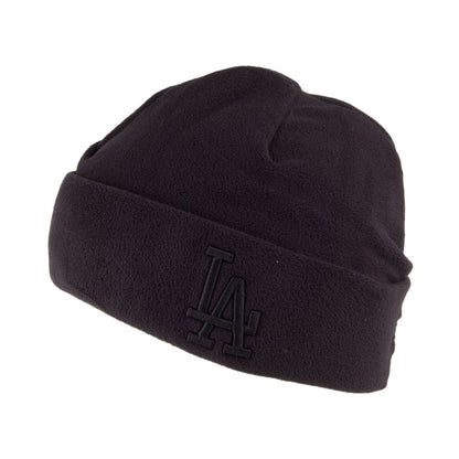 New Era L.A. Dodgers Micro Fleece Knit Beanie Hat - MLB Winter Utility - Black On Black