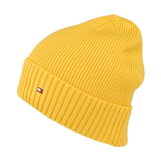 Tommy Hilfiger Hats Pima Essential Flag Cotton Cashmere Beanie Hat - Mustard
