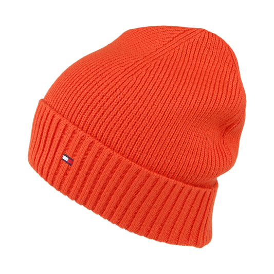 Tommy Hilfiger Hats Pima Essential Flag Cotton Cashmere Beanie Hat - Red Clay