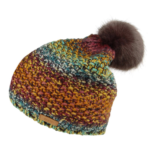 Barts Hats Flake Faux Fur Pom Bobble Hat - Yellow-Purple-Black