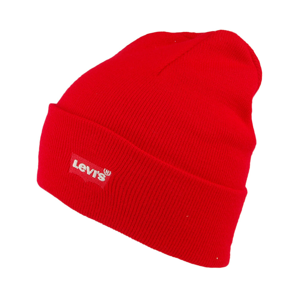 Levi's Hats Red Batwing Embroidery Slouchy Beanie Hat - Red