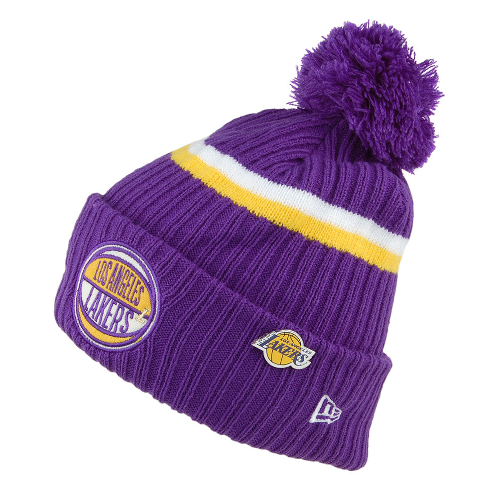New Era L.A. Lakers Knit Cuff Bobble Hat - NBA Draft OTC - Purple